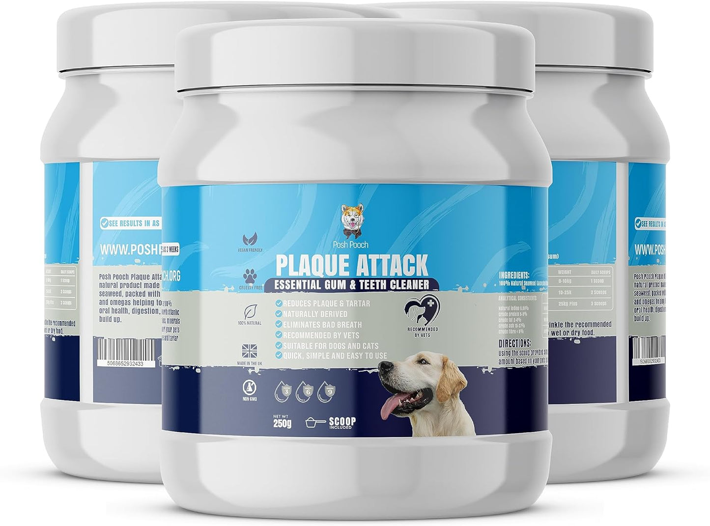 Posh Pooch Plaque Attack 100% Natural Plaque & Tartar Remover (250g)