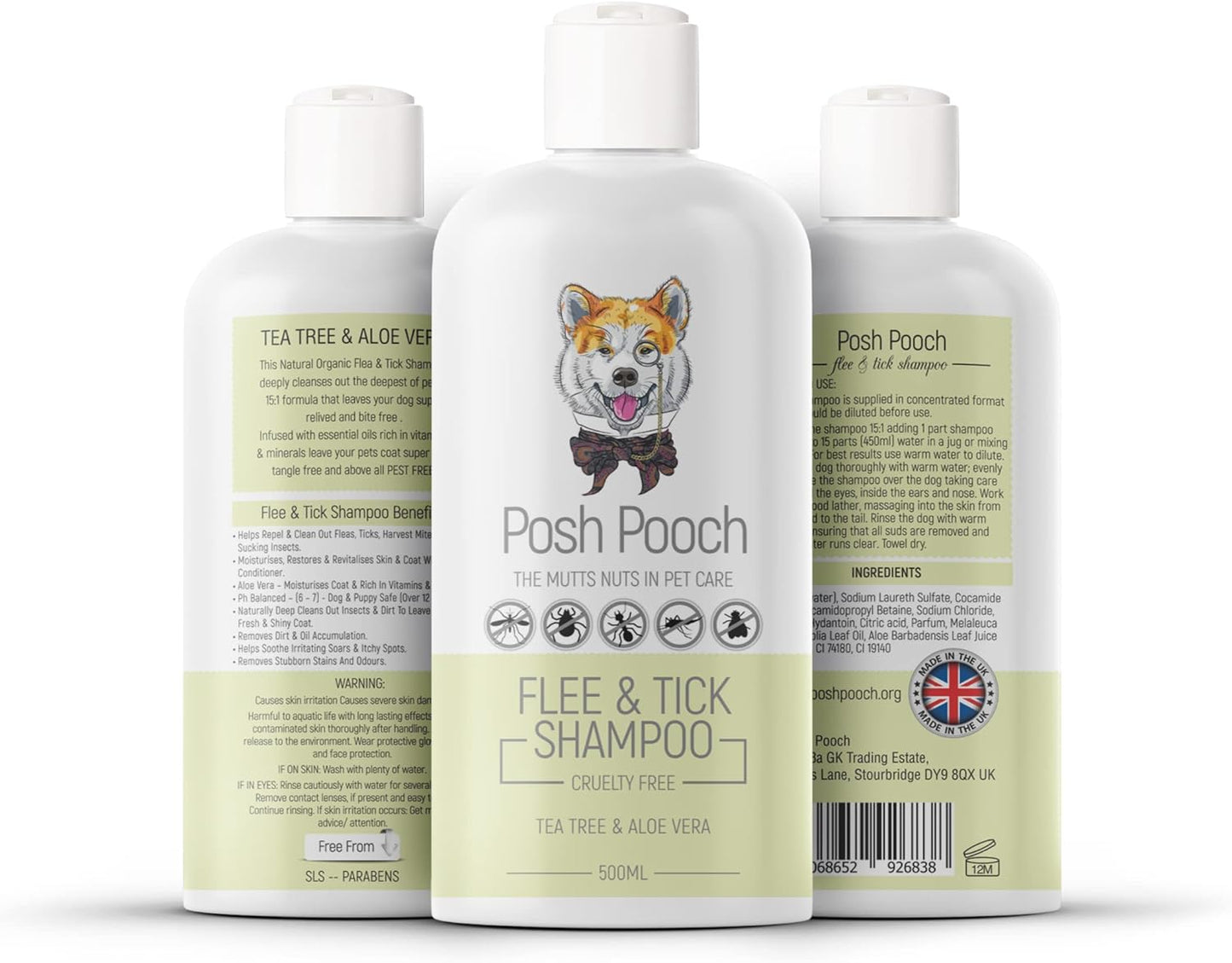 Flea & Tick Shampoo For Dogs 500ml 15:1 Anti-Bac