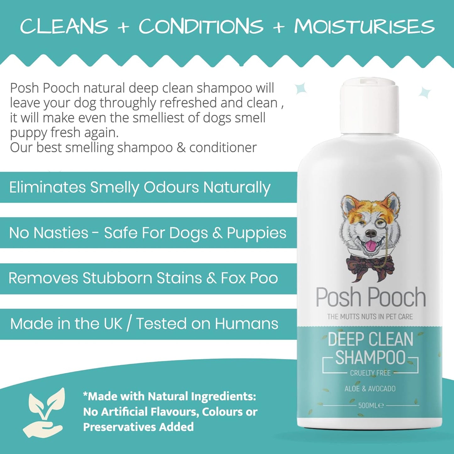 Deep Clean Dog Shampoo & Conditioner | 3 in 1 Cleaning, Deodorising & Moisturising
