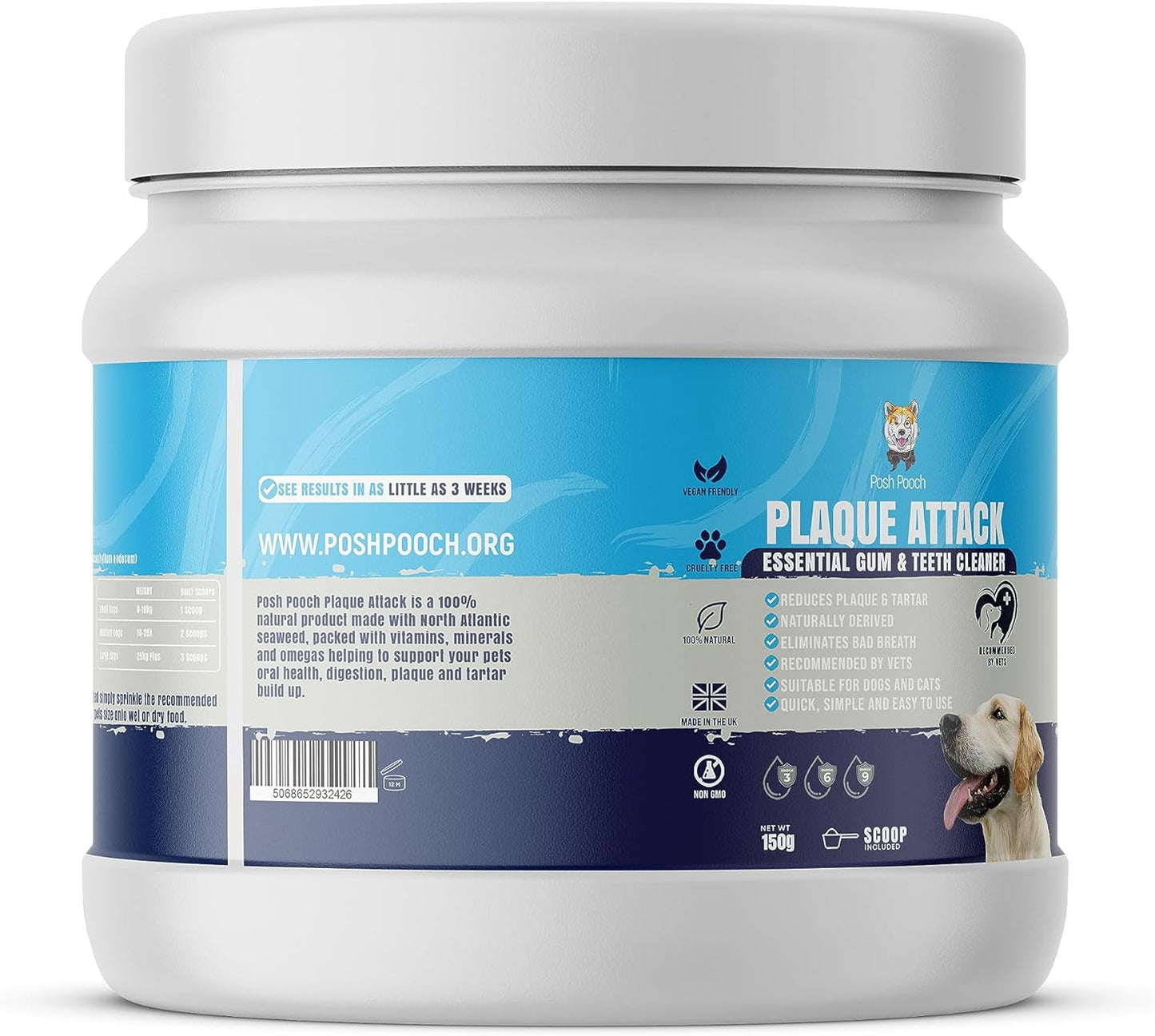 Posh Pooch Plaque Attack 100% Natural Plaque & Tartar Remover (50g)
