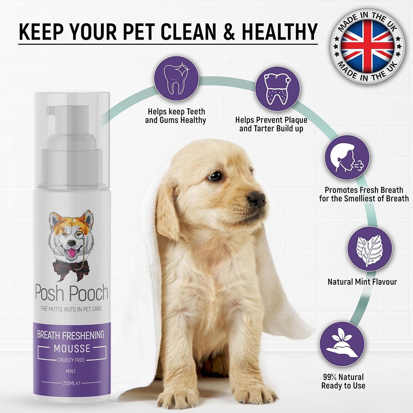 Breath Freshener For Dogs Dental Mousse - Eliminates Bad Breathe & Tartar