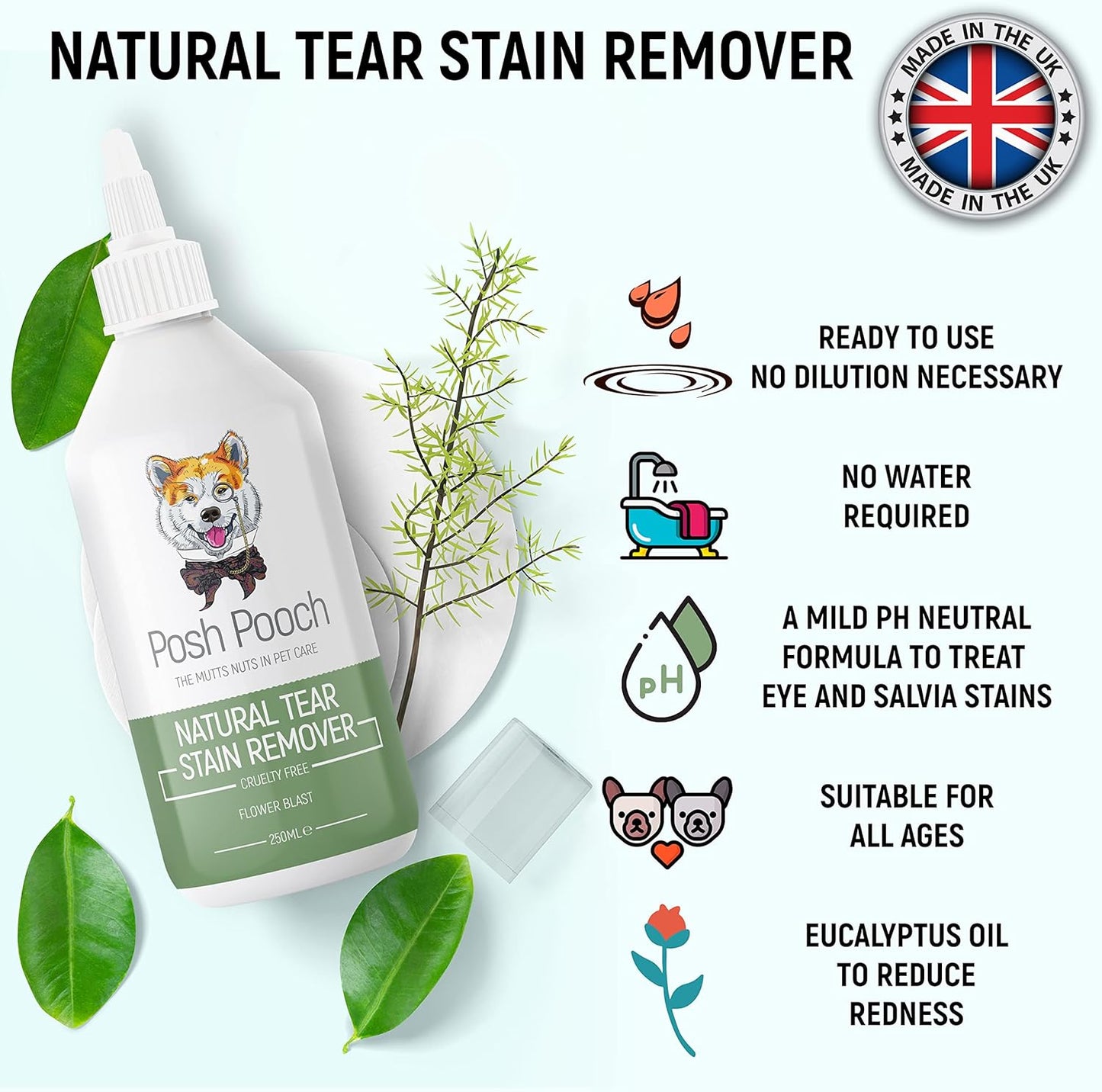 Tear Stain Remover for Dogs - Removes Salvia Stains & Residue