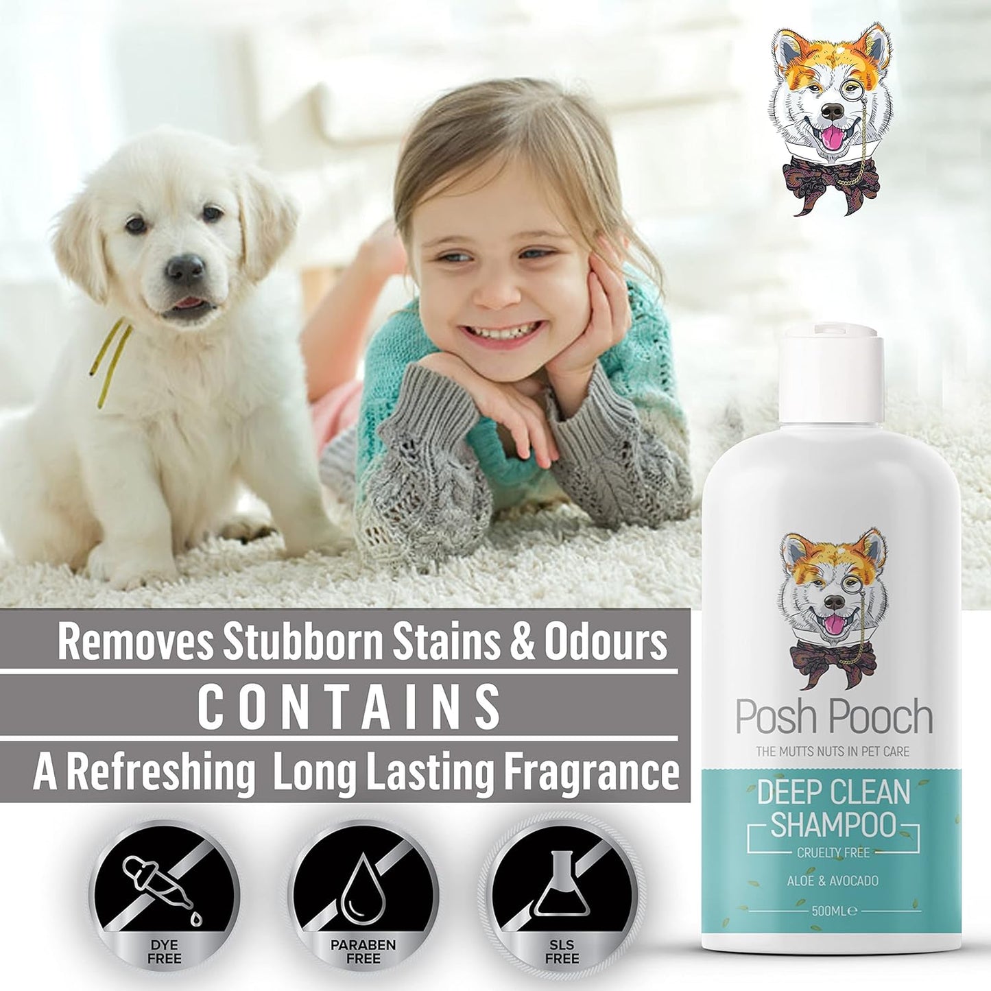 Deep Clean Dog Shampoo & Conditioner | 3 in 1 Cleaning, Deodorising & Moisturising