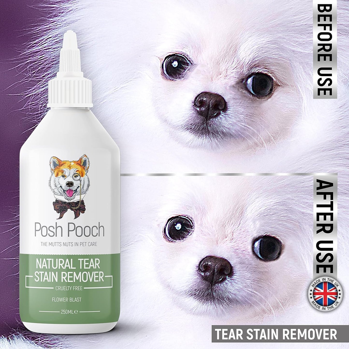 Tear Stain Remover for Dogs - Removes Salvia Stains & Residue