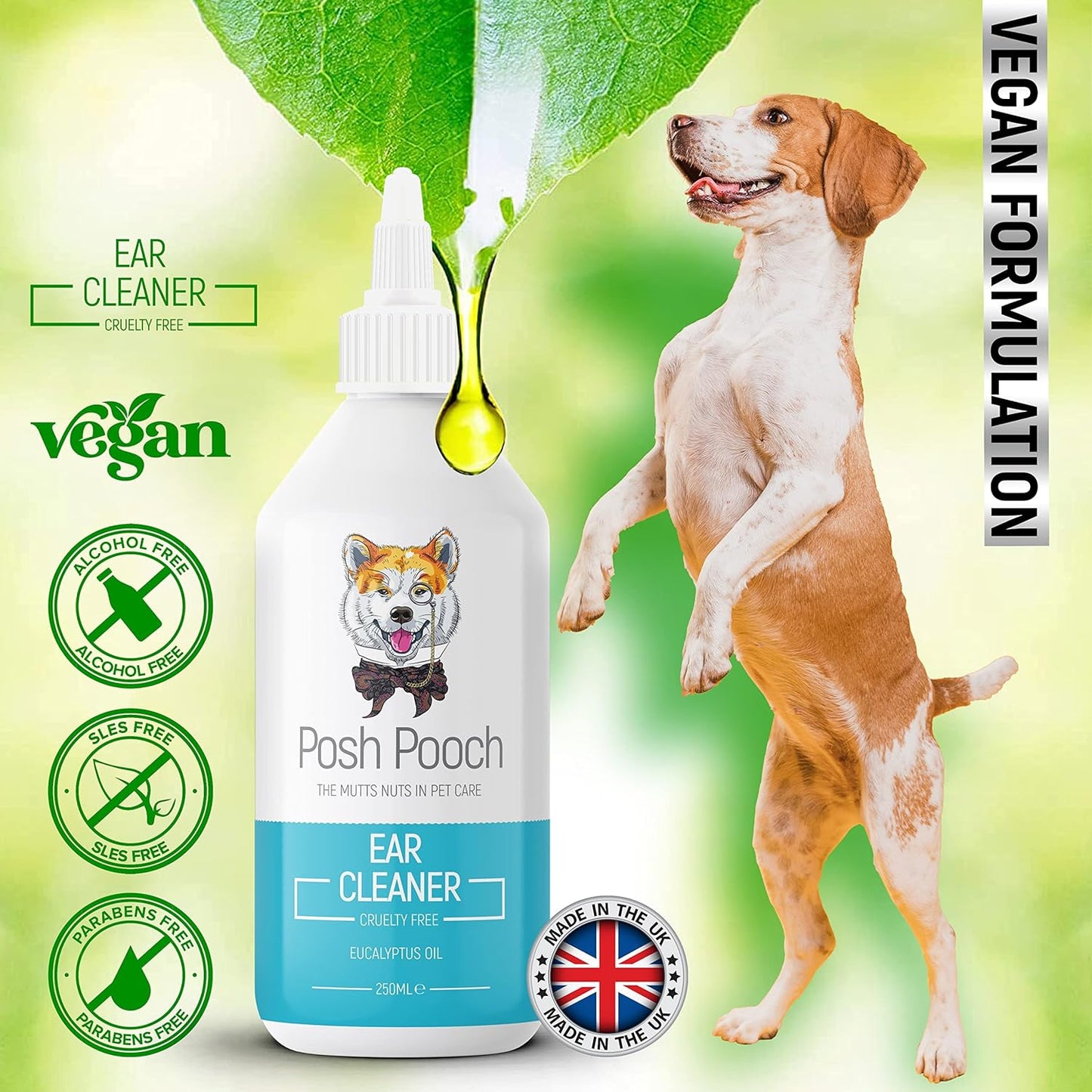 Ear Cleaner For Dogs Eliminates Head Shaking, Discharge & Smell