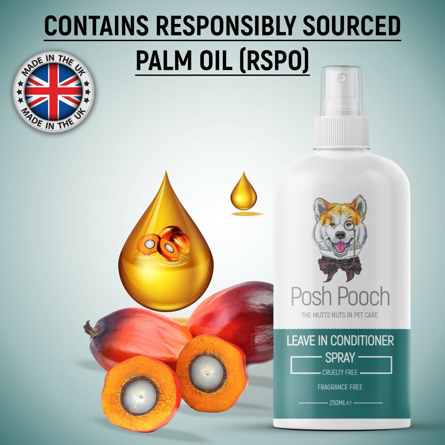 Dog Conditioner Leave in Spray, Fragrance Free 2 in 1 Moisturising, Detangling Spray