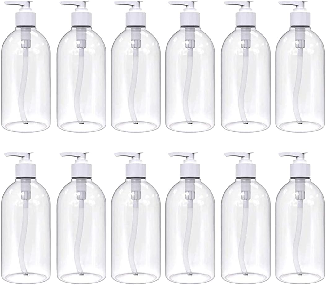 Pack of 12 Clear PET Empty 500ml Refillable Clear Bottles