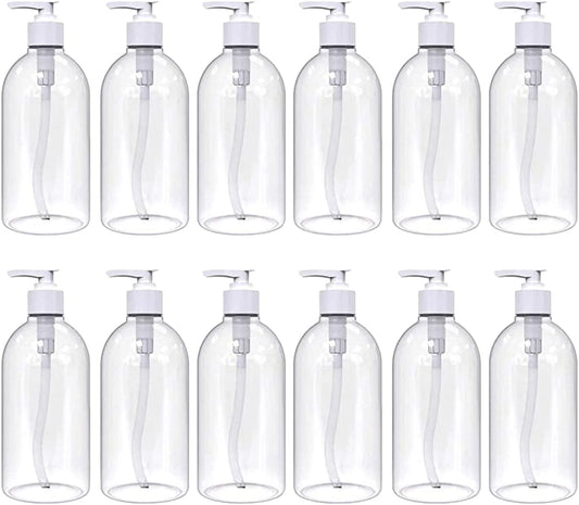 Pack of 12 Clear PET Empty 500ml Refillable Clear Bottles